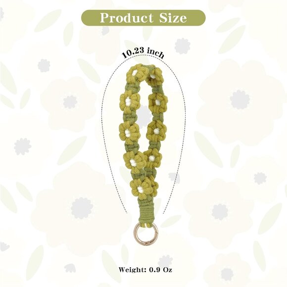 Boho Macrame Keychain Wristlet Keychain Weave Exquisite Keyring Holder Bracelet - Picture 3 of 7